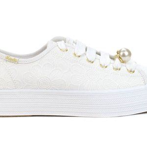 Kate Spade x Keds Triple Kick White Eyelet Pearls Sneaker